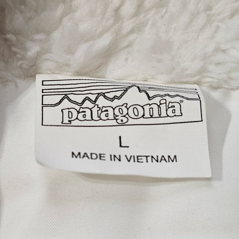 Patagonia Los Gatos Vest Hooded White Size L Reversible Fleece Zip Pockets New - Picture 9 of 16